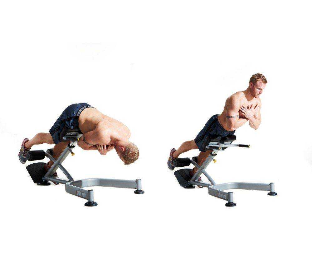 Гиперэкстензия на скамье - базовое упражнение начального уровня сложности С его помощью вы сможете укрепить мышцы спины и позвоночник